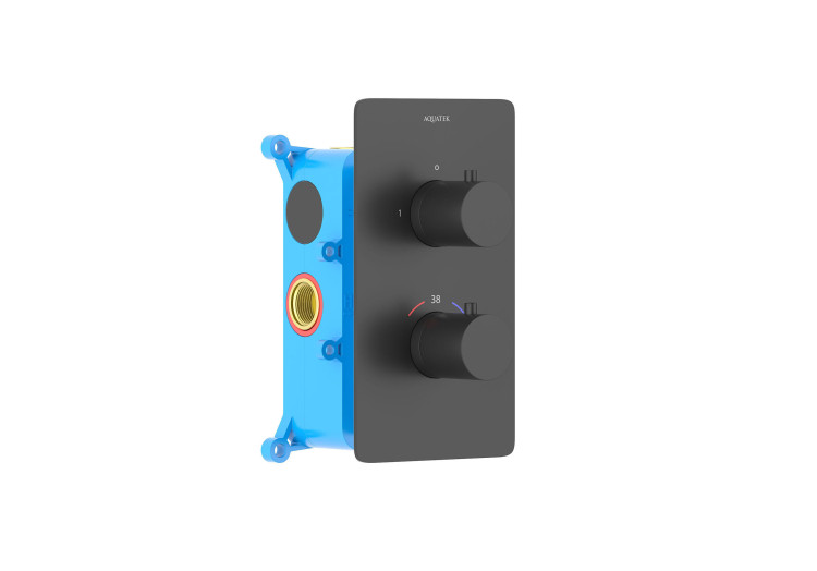 Термостатический смеситель для ванны (внешняя и скрытая часть) Aquatek, матовый черный AQ1392MB ЕВРОПА