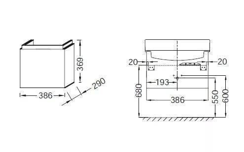 Тумба под раковину Jacob Delafon Rythmik 38 подвесная