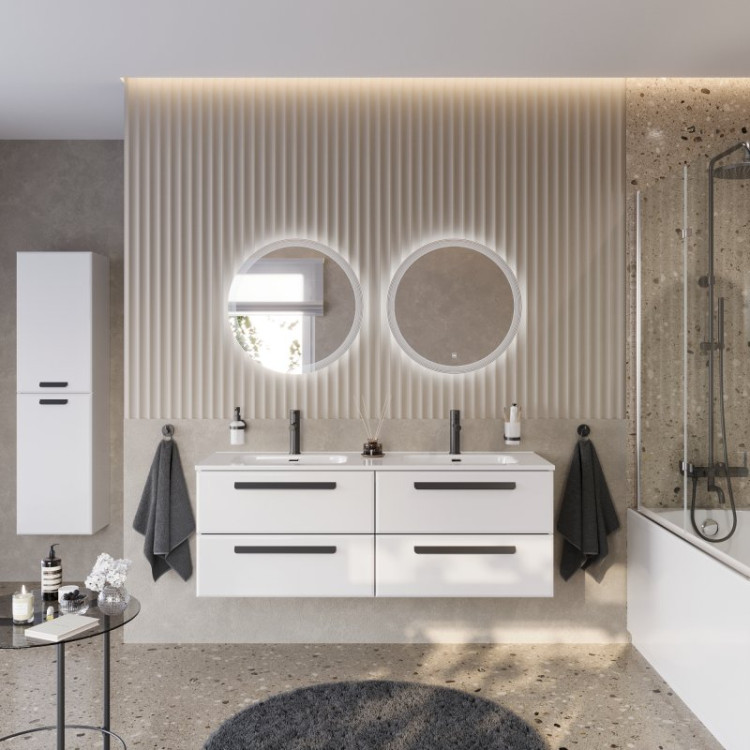 База под раковину подвесная с четырьмя выкатными ящиками для раковины с двумя чашами Cezares ECO-CER-N-1200-4C-SO-2-SPF-P