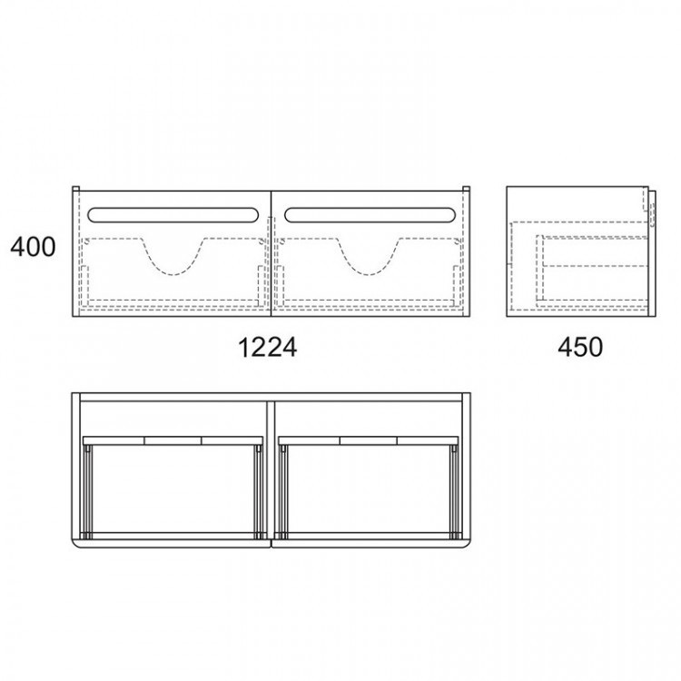 Тумба под раковину Owl 1975 Otalia 125 с 2 ящиками