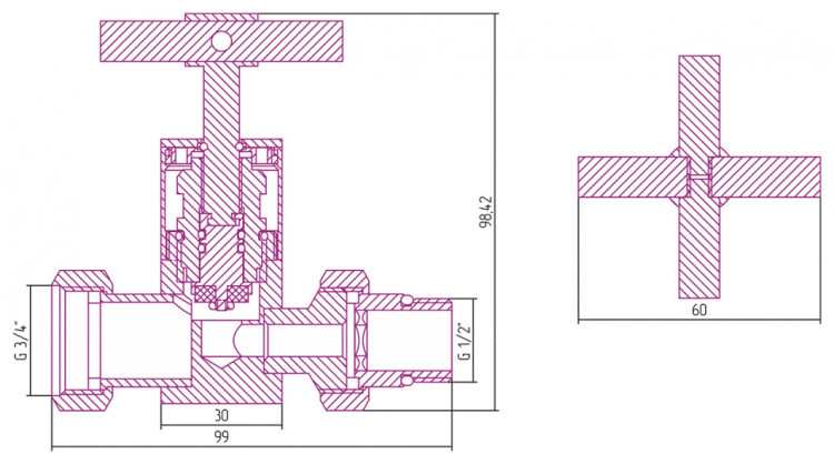 Вентиль Сунержа прямой крест G 1/2