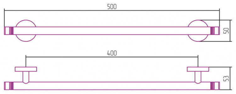 Полотенцедержатель Сунержа КАНЬОН одинарный / L 500 Чёрный хром