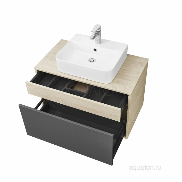 Тумба под раковину Aquaton Лофт Урбан 80 серый графит, дуб орегон 1A247601LQX60