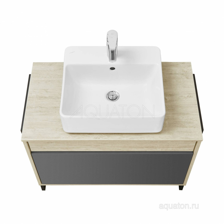 Тумба под раковину Aquaton Лофт Урбан 80 серый графит, дуб орегон 1A247601LQX60