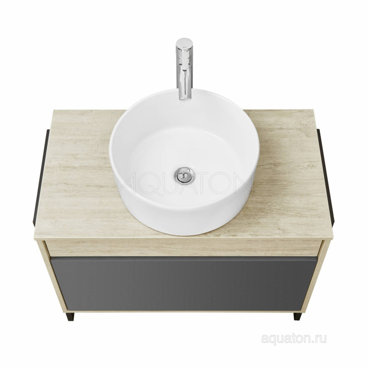 Тумба под раковину Aquaton Лофт Урбан 80 серый графит, дуб орегон 1A247601LQX60