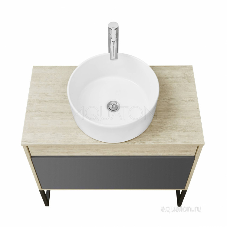 Тумба под раковину Aquaton Лофт Урбан 80 серый графит, дуб орегон 1A247601LQX60