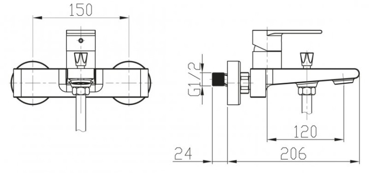 Смеситель для ванны и душа BelBagno NOV-VASM-IN
