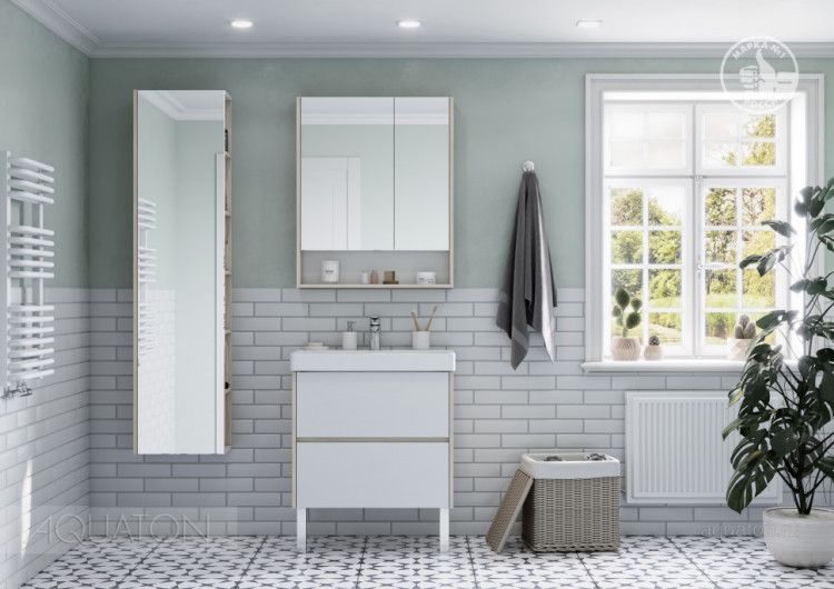 Тумба под раковину AQUATON Сканди 70 белая, дуб верона 1A251801SDB20