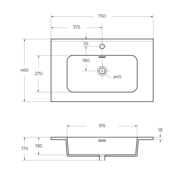 База подвесная под раковину с двумя выдвижными ящиками Cezares 55242