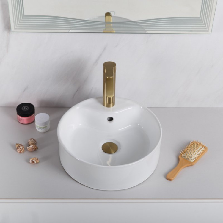 Донный клапан с системой Клик-клак с переливом, золото BelBagno BB-SAT-ORO