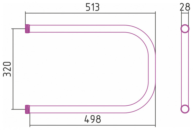 Полотенцесушитель водяной Стилье П-образный 320х500 резьба-сгон 1
