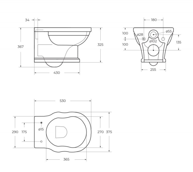 Унитаз подвесной безободковый, P-trap BelBagno BB115CH