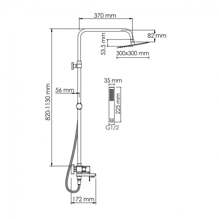 WasserKRAFT A177.118.103.010.CH Душевой комплект со смесителем