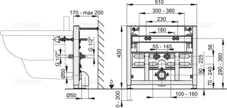 Монтажная рама для биде Alcadrain A105/450