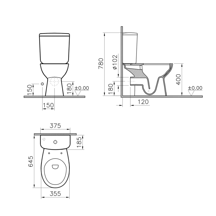 Напольный безободковый унитаз S10 SmoothFlush c термопластовым сиденьем микролифт