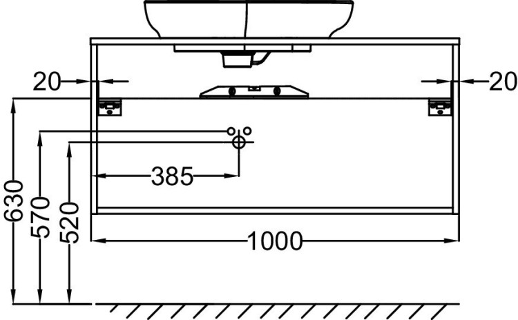 Тумба 100 см для раковины-чаши, ореховое дерево Jacob Delafon NOUVELLE VAGUE EB3040-E16