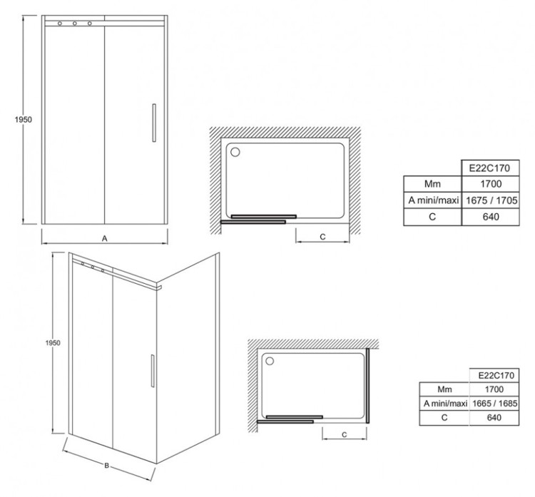 Душевая дверь Jacob Delafon Contra 170x195