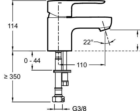 Однорычажный смеситель для раковины, без донного клапана Jacob Delafon JULY E16027-4ND-CP