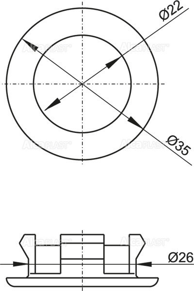 Обрамление перелива умывальника DN35 Alcadrain A21