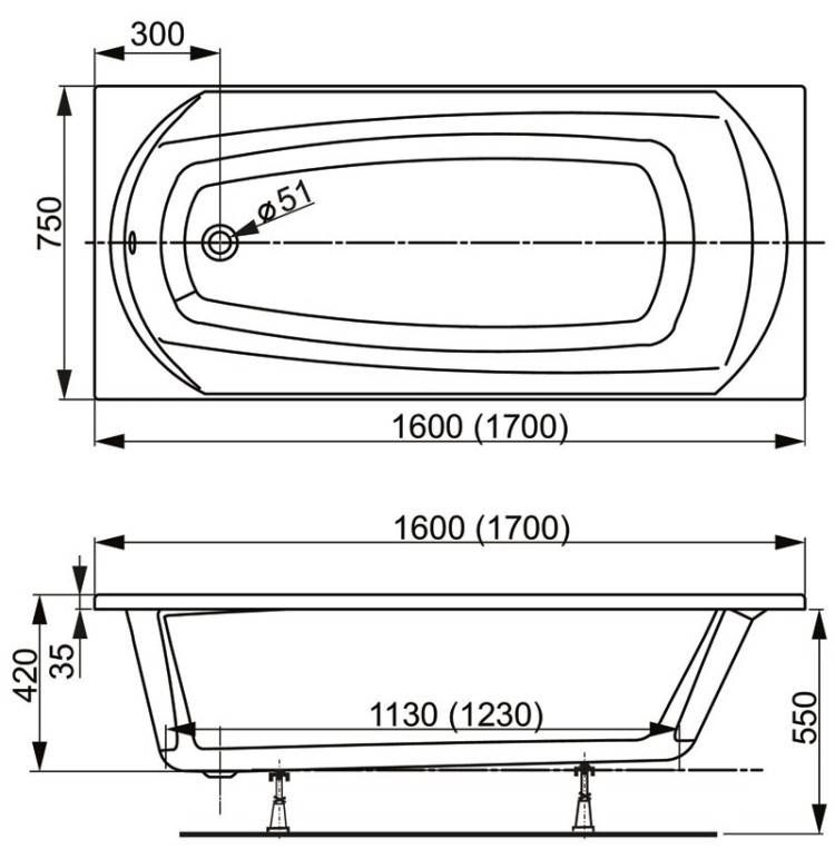 Акриловая ванна Vagnerplast Ebony 170x75