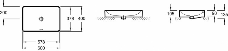 Накладная раковина 60 х 40 см, без отверстия для смесителя Jacob Delafon VOXEVF102-00