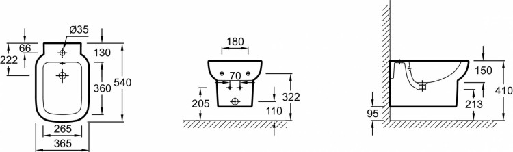 Подвесное биде 54 x 36,5 см Jacob Delafon REPLAY E4834-00