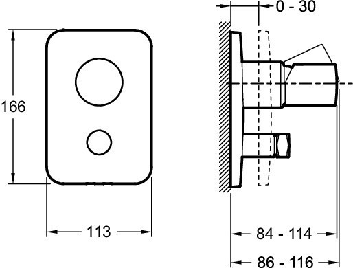 Встраиваемый смеситель с переключателем на 2 выхода, лицевая панель Toobi Jacob Delafon TOOBI E98719-CP