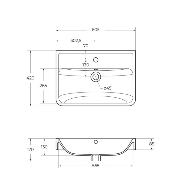 Керамическая раковина, 600x415x160 BelBagno 19060
