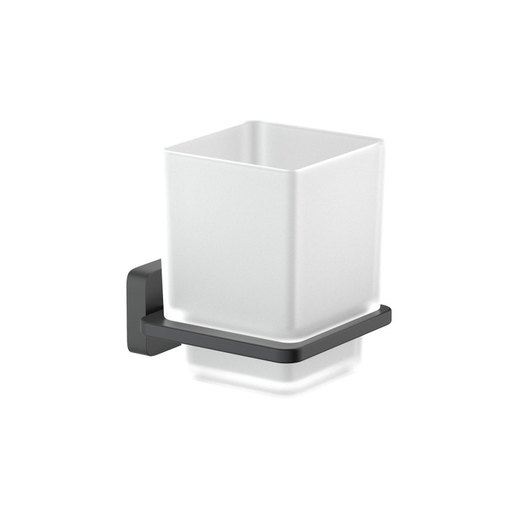 Стакан с держателем Aquatek матовый черный AQ4304MB Либра