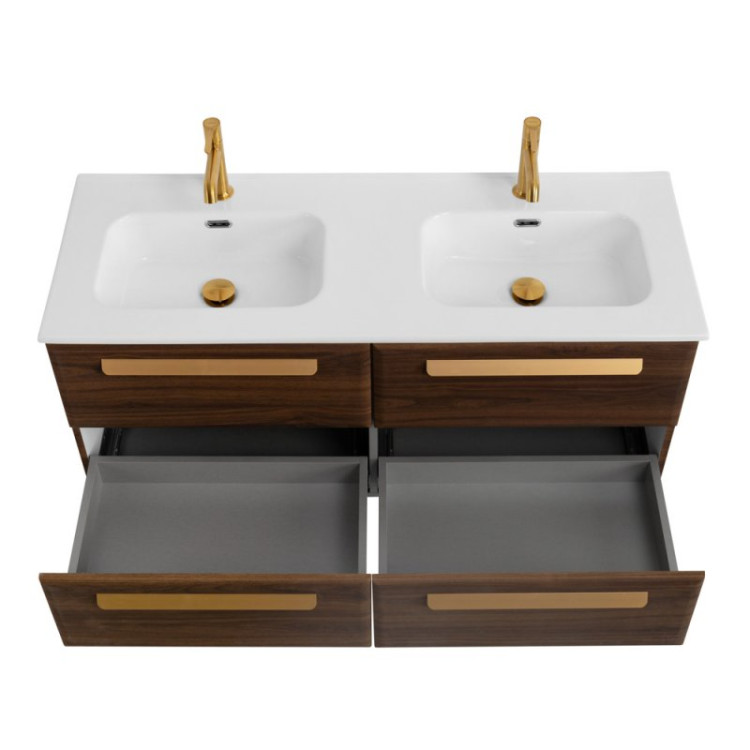 База под раковину подвесная с четырьмя выкатными ящиками для раковины с двумя чашами Cezares ECO-CER-N-1200-4C-SO-2-NCS-P