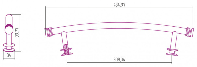 Полка выгнутая Сунержа 370 Чёрный хром