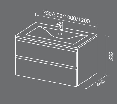 Тумба с раковиной SanVit Авеню-2 120 в цвете Ral подвесная