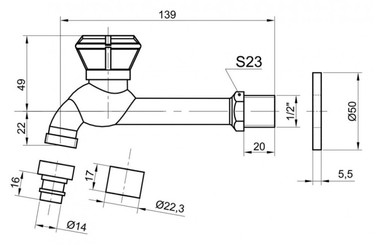 Кран для одного типа воды Bronze de Luxe 21594