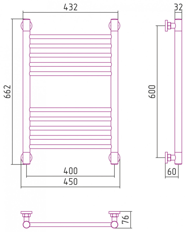 Полотенцесушитель водяной Сунержа Богема+ прямая 600х400 Золото