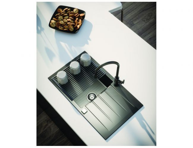 Мойка ALVEUS GRANITAL CADIT 40 CARBON - G91 860 X 500 1X в комплекте с сифоном 1132823,