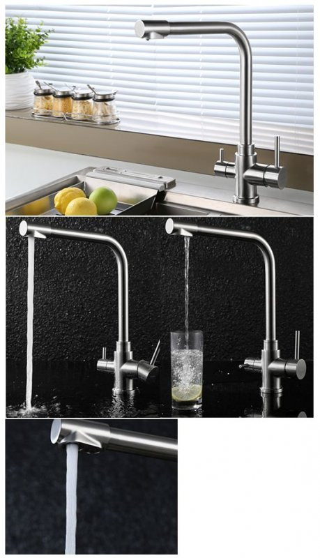 Смеситель для кухни с краном для питьевой воды, нержавеющая сталь Cezares BB-LAM15-IN