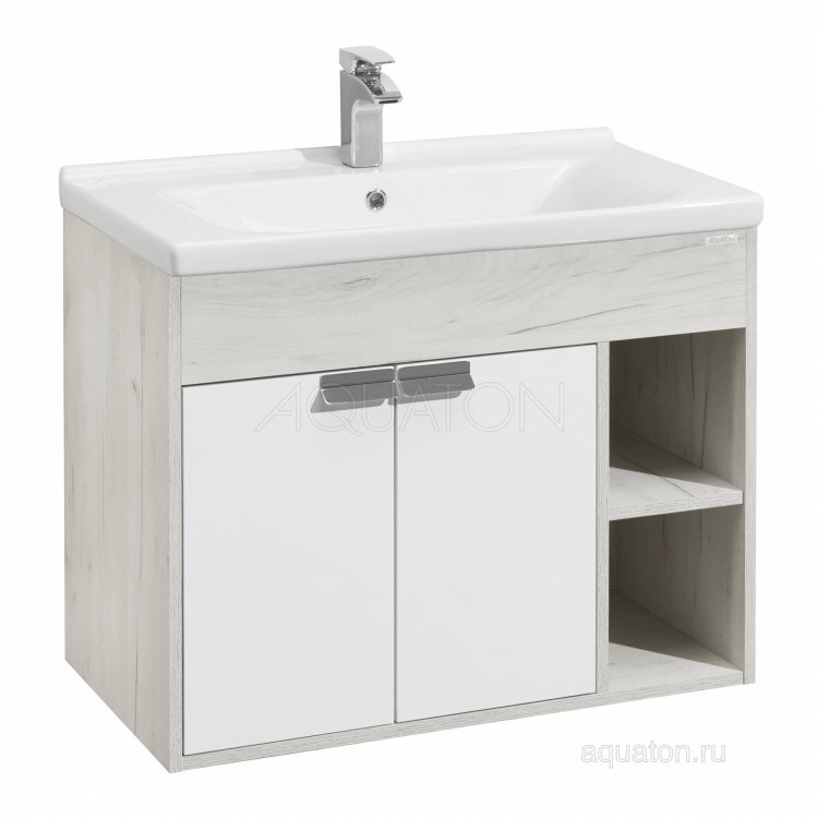 Тумба под раковину Aquaton Флай 80 белый, дуб крафт 1A237401FAX10