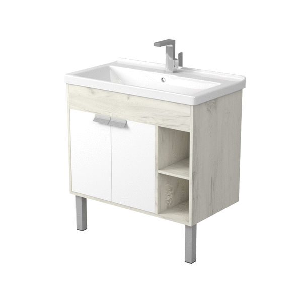 Тумба под раковину Aquaton Флай 80 белый, дуб крафт 1A237401FAX10