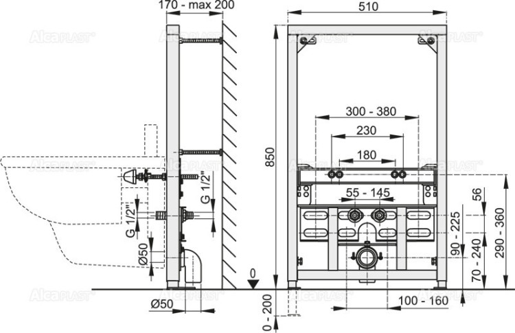 Монтажная рама для биде Alcadrain A105/850