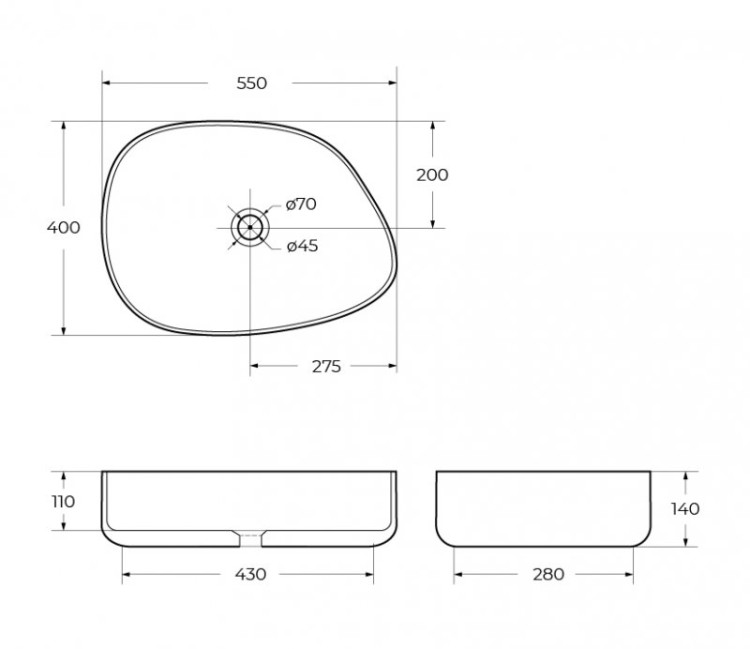 Раковина керамическая накладная BelBagno BB1435-NERO
