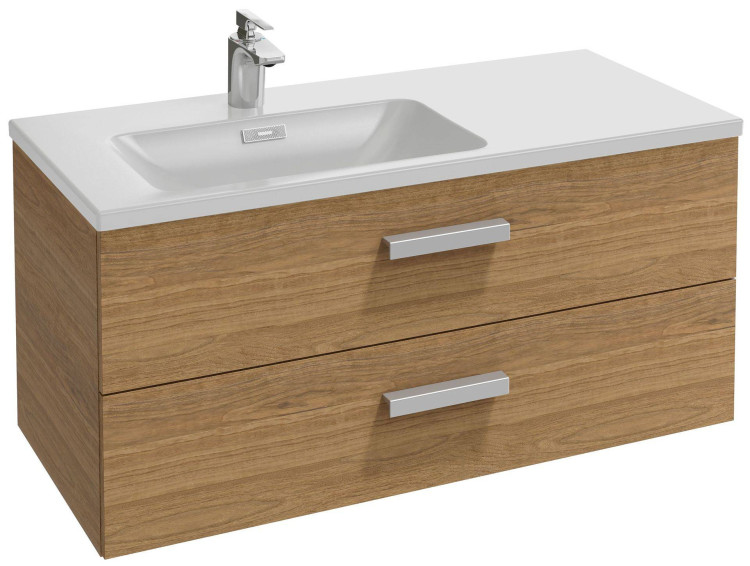 Мебель для раковины-столешницы 100 см, под левостороннююю раковину, изогнутые ручки, фактурный дуб Jacob Delafon VOX EB2075-R1-E16
