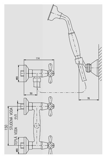 Смеситель для душа Rav Slezak Morava retro MK580.5/2SM
