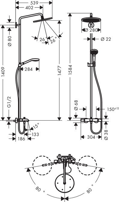 Душевая система Hansgrohe Croma Select S 26792000