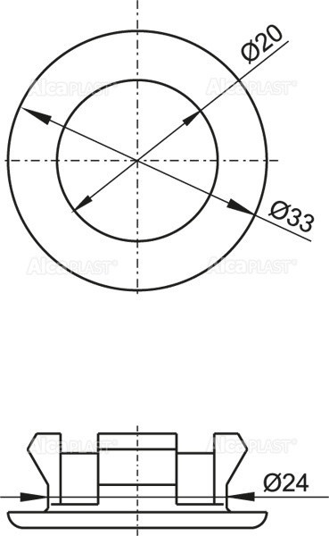 Обрамление перелива умывальника DN33 Alcadrain A22