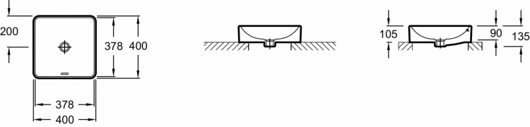 Накладная раковина 40 х 40 см, без отверстия для смесителя Jacob Delafon VOXEVG102-00