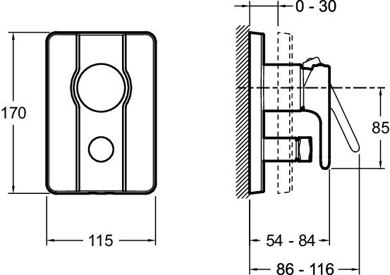 Встраиваемый смеситель с переключателем на 2 выхода, лицевая панель Singulier Jacob Delafon SINGULIER E98720-CP