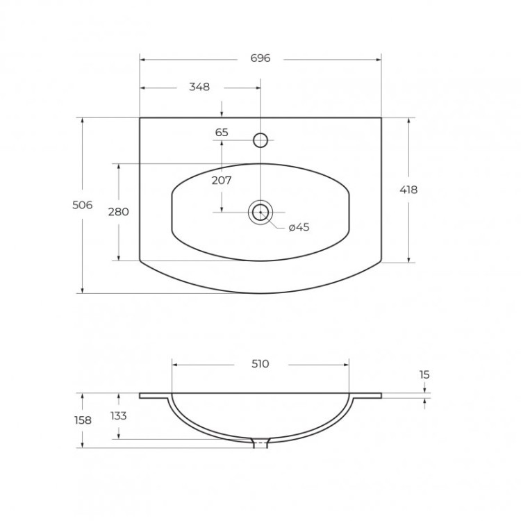 Раковина из искусственного мрамора 700x520 Cezares 50158