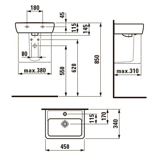 Раковина Laufen Pro A 45 8.1195.1