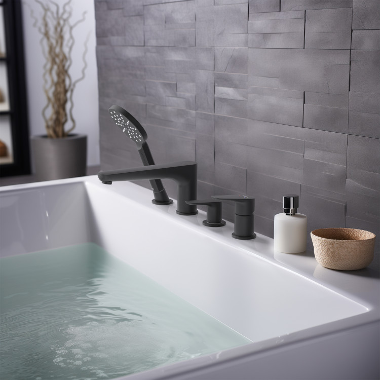 Смеситель на борт ванны на 4 отв. Aquatek, матовый черный AQ1148MB БЕТТА