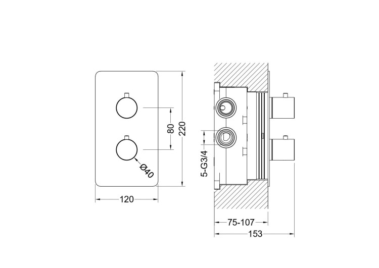 Термостатический смеситель для ванны 3 режима (внешняя и скрытая часть) Aquatek, матовый черный AQ1393MB ЕВРОПА